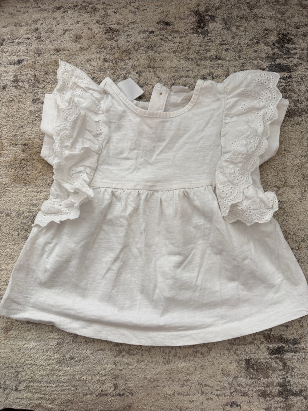 Zara White Eyelet Ruffle Sleeve Top - 2T/3T